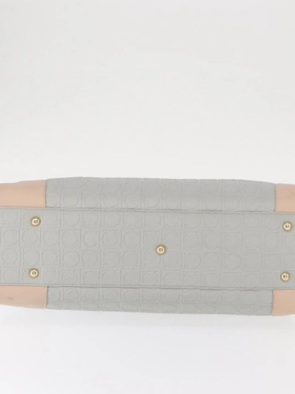Salvatore Ferragamo Gancini Tote Bag Leather Gray Gold Auth BA8969 - Picture 5 of 14